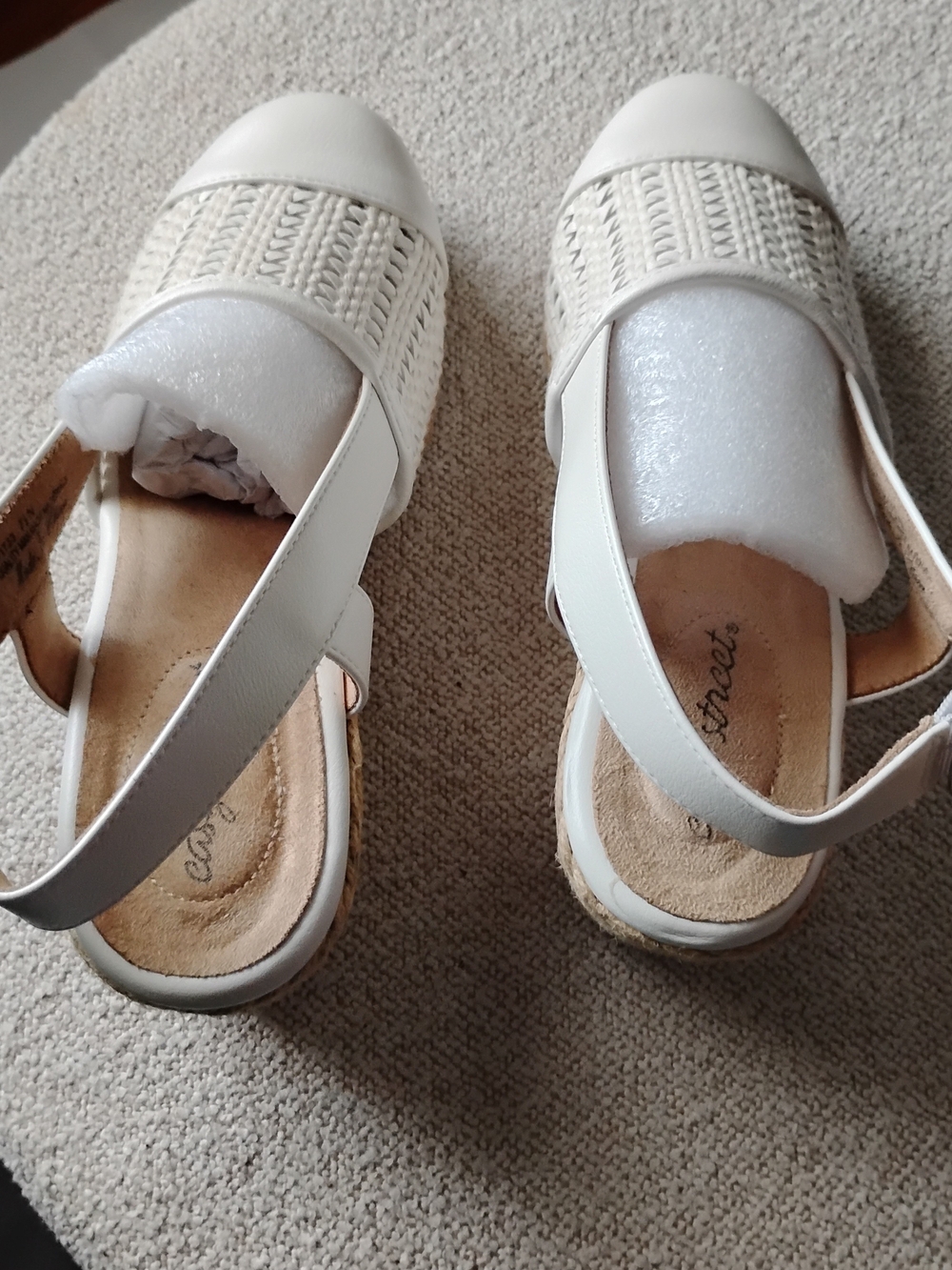Easy Street White Woven Slingback Sandals